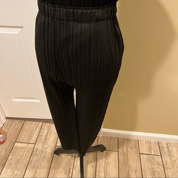 Office two pieces set turtleneck top loose pants casual pleated wide leg pants - Picture 11 of 15